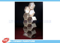 Showroom Cosmetics Exquisite MDF Wooden Display Stands Customize With Special Shape